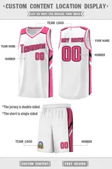 White Pink-Black Classic Basketball Jersey Set 2