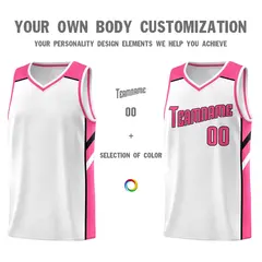 White Pink-Black Classic Basketball Jersey Set 3