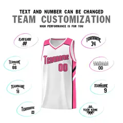 White Pink-Black Classic Basketball Jersey Set 4