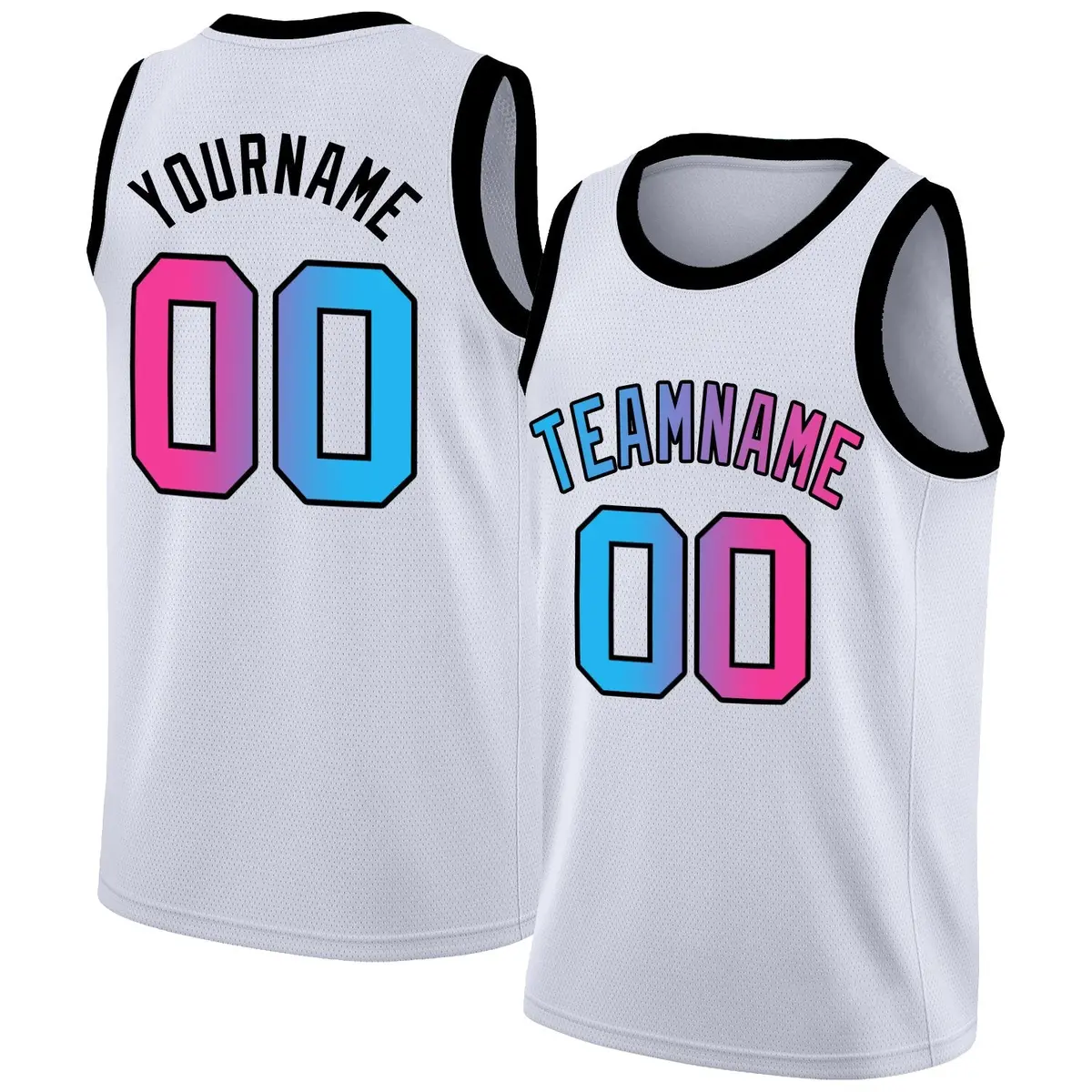 White Pink Black Gradient Fashion Basketball Jersey
