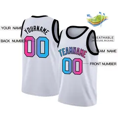 White Pink Black Gradient Fashion Basketball Jersey 2
