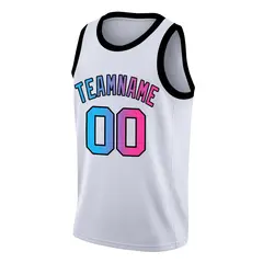 White Pink Black Gradient Fashion Basketball Jersey 3
