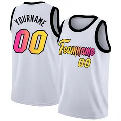 White Pink Black Gradient Fashion Basketball Jersey 1