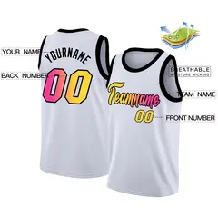 White Pink Black Gradient Fashion Basketball Jersey 2