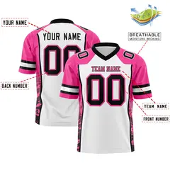 White Pink-Black Raglan Side Pattern Football Jersey 2