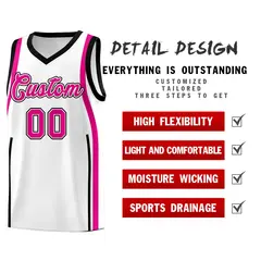 White Pink-Black Ribbon Pattern Basketball Kits 2
