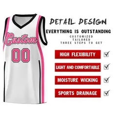 White Pink-Black Ribbon Pattern Basketball Kits 2