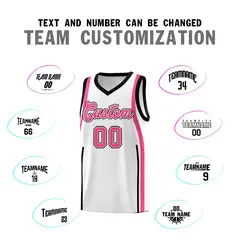White Pink-Black Ribbon Pattern Basketball Kits 4
