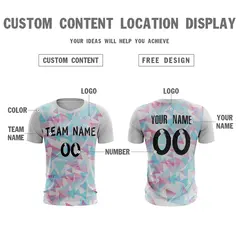 White Pink-Blue Athletic Sport Soccer Jersey 2