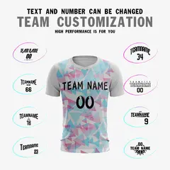 White Pink-Blue Athletic Sport Soccer Jersey 3