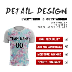 White Pink-Blue Athletic Sport Soccer Jersey 4