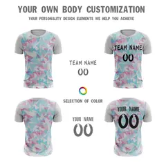 White Pink-Blue Athletic Sport Soccer Jersey 5
