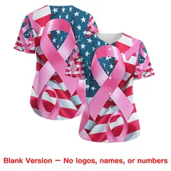Women's White Pink Breast Cancer Awareness Pink Ribbon Baseball Jersey 7