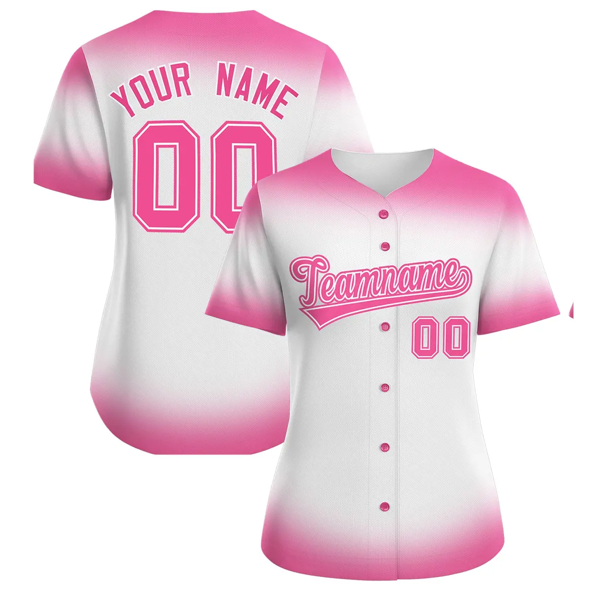 Women's White Pink Breast Cancer Awareness Pink Ribbon Baseball Jersey