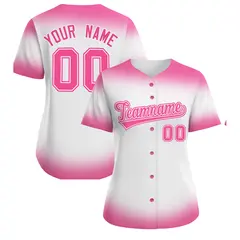 Women's White Pink Breast Cancer Awareness Pink Ribbon Baseball Jersey 1