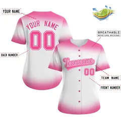 Women's White Pink Breast Cancer Awareness Pink Ribbon Baseball Jersey 2