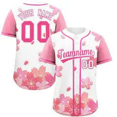 White Pink Cherry Blossom Graffiti Baseball Jersey