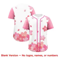 White Pink Cherry Blossom Graffiti Baseball Jersey 5