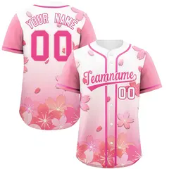 White Pink Cherry Blossom Graffiti Baseball Jersey