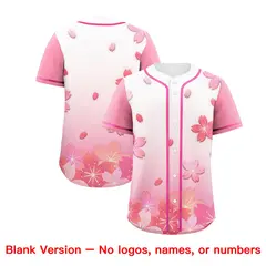 White Pink Cherry Blossom Graffiti Baseball Jersey 7