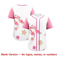 White Pink Cherry Blossom Graffiti Baseball Jersey 5