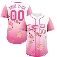 White Pink Cherry Blossom Graffiti Baseball Jersey