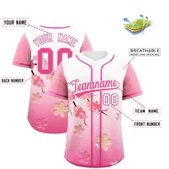 White Pink Cherry Blossom Graffiti Baseball Jersey 2