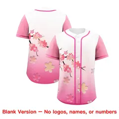 White Pink Cherry Blossom Graffiti Baseball Jersey 6