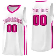 White Pink Classic Athletic Basketball Jersey