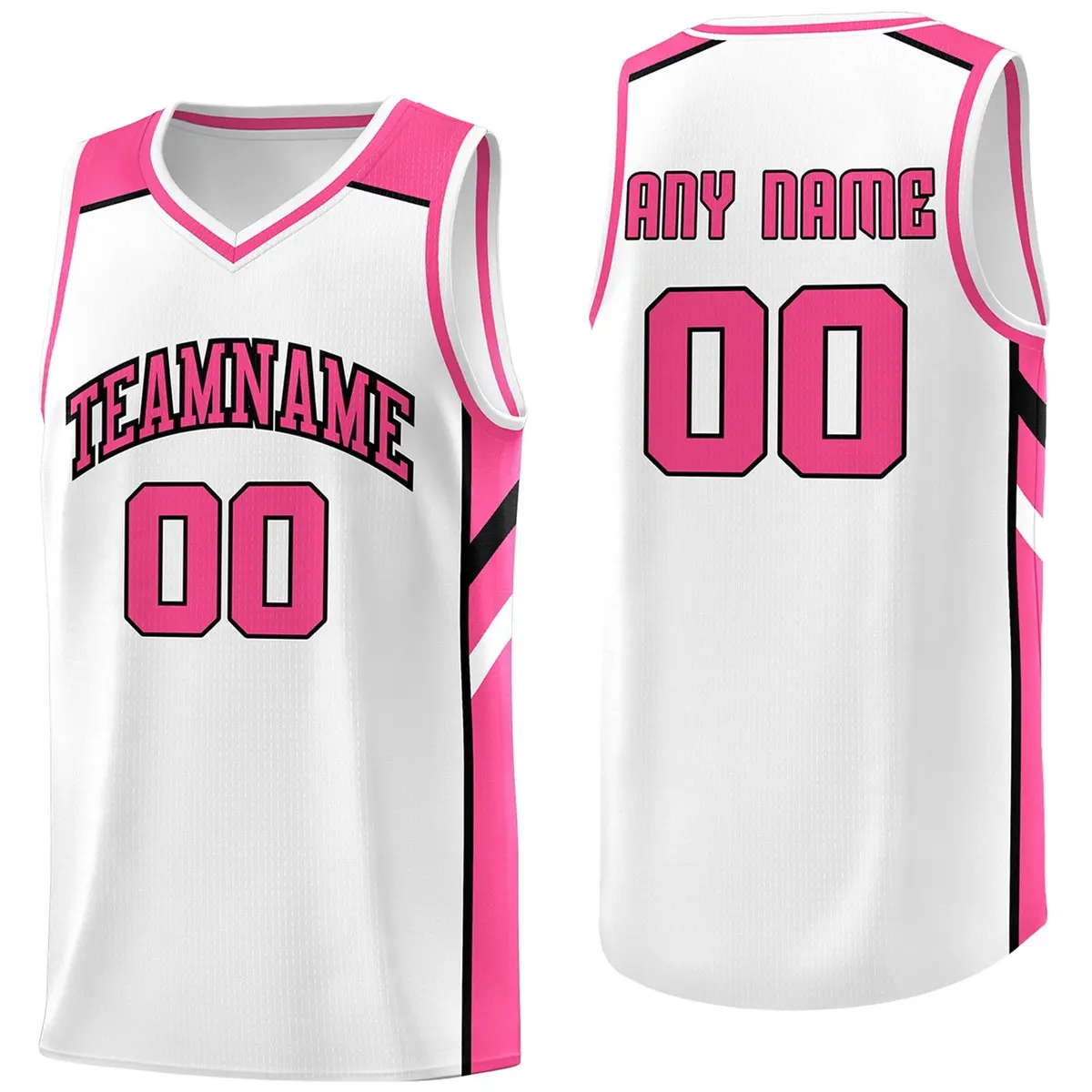 White Pink Classic Athletic Basketball Jersey
