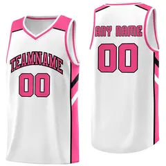 White Pink Classic Athletic Basketball Jersey