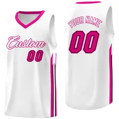 White Pink Classic Athletic Casual Basketball Jersey 1