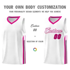White Pink Classic Athletic Casual Basketball Jersey 3