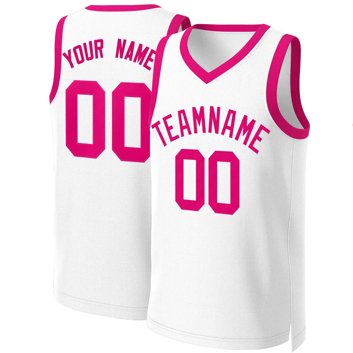White Pink Classic Basketball Jersey