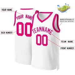 White Pink Classic Basketball Jersey 2