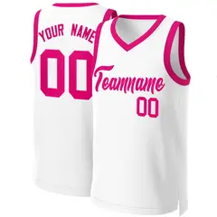White Pink Classic Basketball Jersey