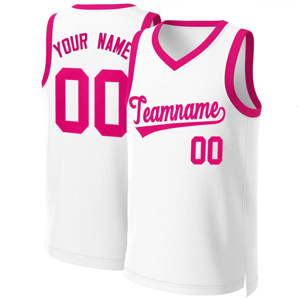 White Pink Classic Basketball Jersey