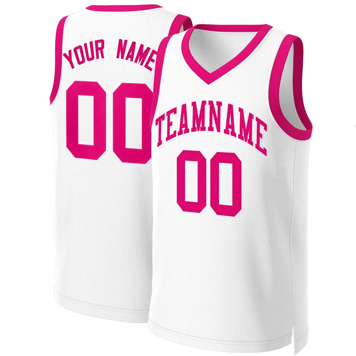 White Pink Classic Basketball Jersey