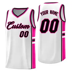 White Pink Classic Color Block Drapable Basketball Jersey 1