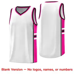 White Pink Classic Color Block Drapable Basketball Jersey 6