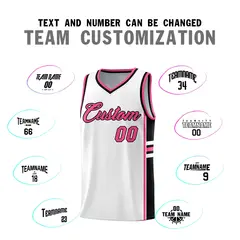 White Pink Classic Color Block Uniform Basketball Jersey 4