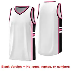White Pink Classic Color Block Uniform Basketball Jersey 6