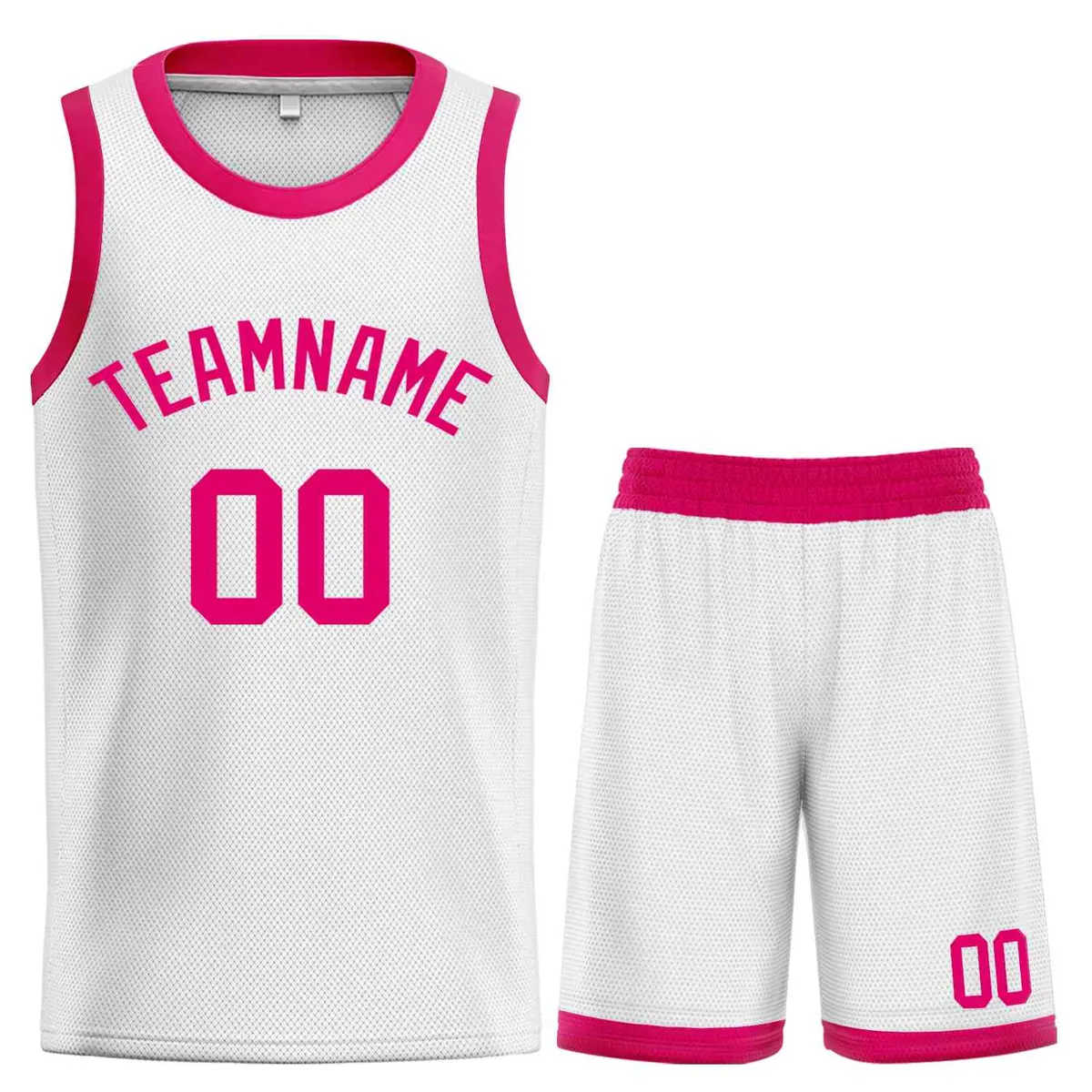 White Pink-Classic Curved Sets Basketball Jersey