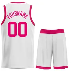 White Pink-Classic Curved Sets Basketball Jersey 2