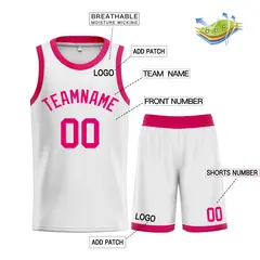 White Pink-Classic Curved Sets Basketball Jersey 3