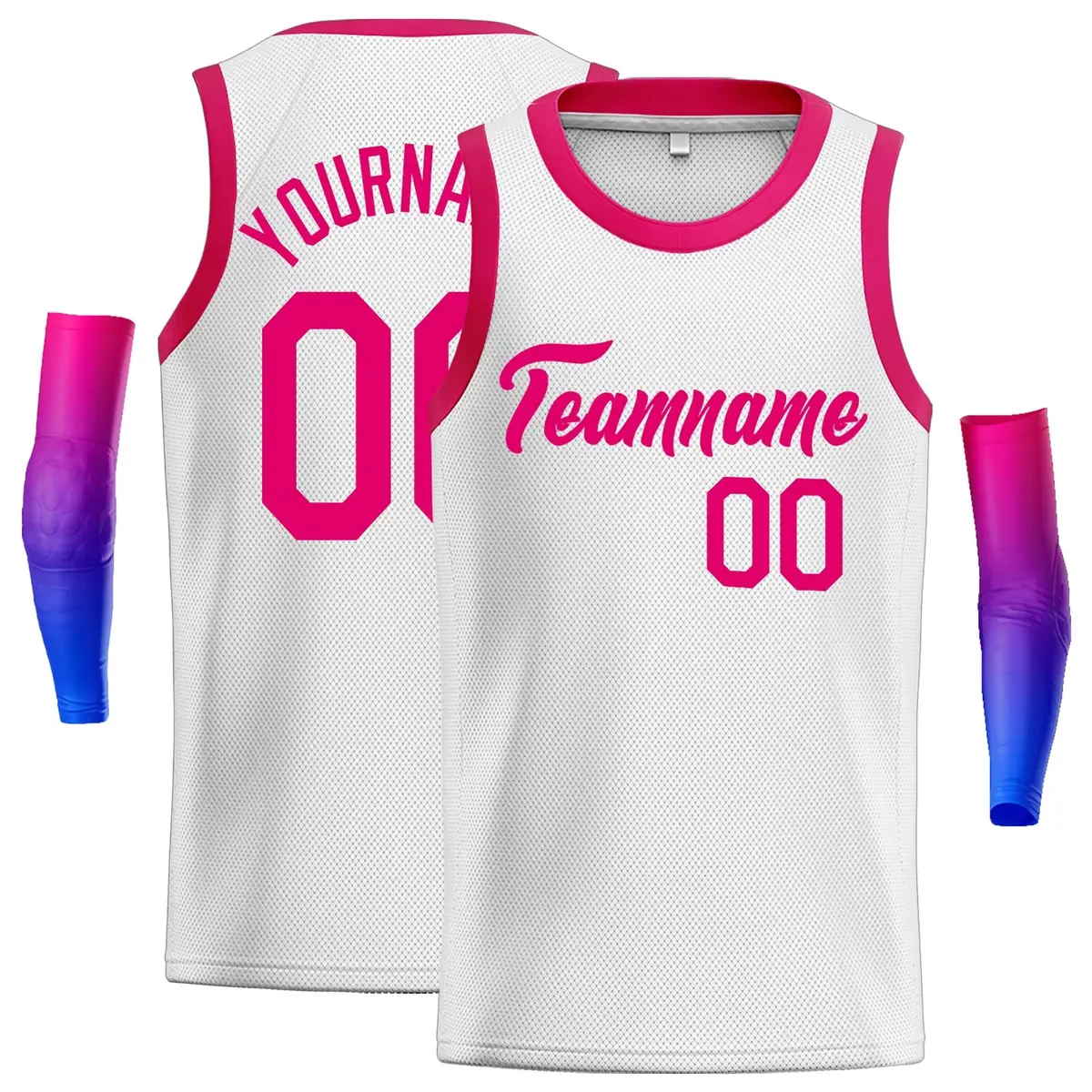 White Pink Classic Men's Basketball Jersey