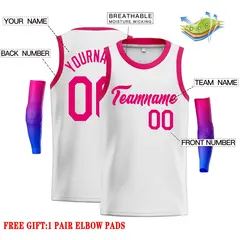 White Pink Classic Men's Basketball Jersey 2