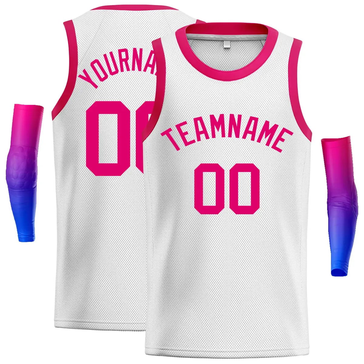 White Pink Classic Men's Basketball Jersey
