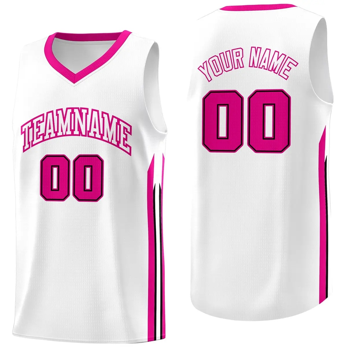 White Pink Classic Mesh Basketball Jersey