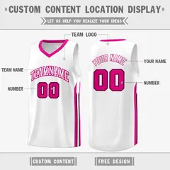 White Pink Classic Mesh Basketball Jersey 2